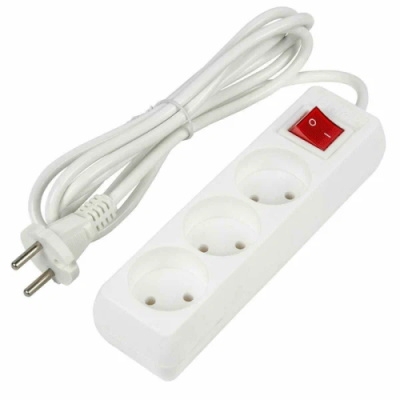 UNIEL удлинитель без заземления 10А 3гн. 2м S-CU3-2B WHITE